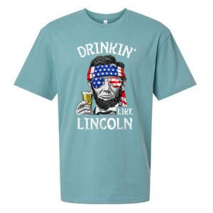 Drinking Like Lincoln 4th Of July Abraham Merica Flag Sueded Cloud Jersey T-Shirt