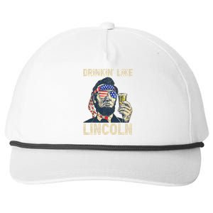 Drinking Like Lincoln 4th of July Abraham Merica Flag Snapback Five-Panel Rope Hat