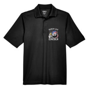 Drinking Like Lincoln 4th Of July Men Abraham Merica Flag Men's Origin Performance Pique Polo