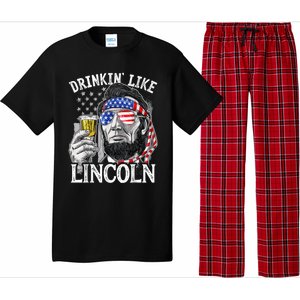 Drinking Like Lincoln 4th Of July Men Abraham Merica Flag Pajama Set