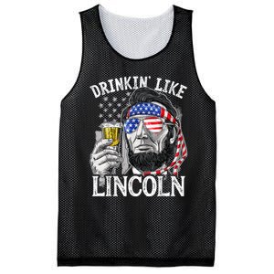 Drinking Like Lincoln 4th Of July Men Abraham Merica Flag Mesh Reversible Basketball Jersey Tank