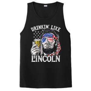 Drinking Like Lincoln 4th Of July Men Abraham Merica Flag PosiCharge Competitor Tank