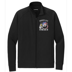 Drinking Like Lincoln 4th Of July Men Abraham Merica Flag Stretch Full-Zip Cadet Jacket