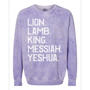 Distressed Lion Lamb King Messiah Yeshua Christian Bible Gift Colorblast Crewneck Sweatshirt