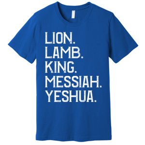 Distressed Lion Lamb King Messiah Yeshua Christian Bible Gift Premium T-Shirt