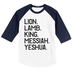 Distressed Lion Lamb King Messiah Yeshua Christian Bible Gift Baseball Sleeve Shirt