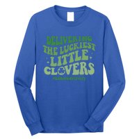 Delivering Luckiest Little Clovers St Patricks Day L And D Nurse Gift Long Sleeve Shirt