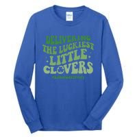 Delivering Luckiest Little Clovers St Patricks Day L And D Nurse Gift Tall Long Sleeve T-Shirt