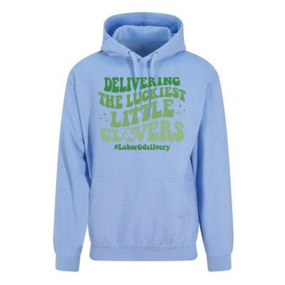 Delivering Luckiest Little Clovers St Patricks Day L And D Nurse Gift Unisex Surf Hoodie