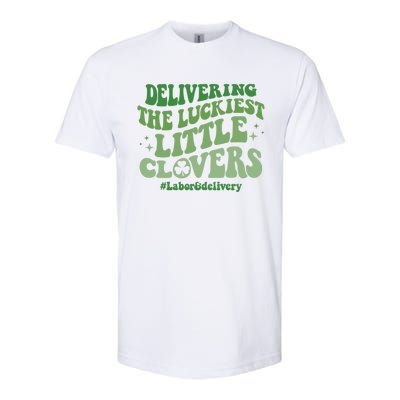 Delivering Luckiest Little Clovers St Patricks Day L And D Nurse Gift Softstyle CVC T-Shirt