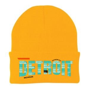 Detroit Latitude Longitude Knit Cap Winter Beanie