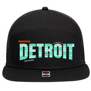 Detroit Latitude Longitude 7 Panel Mesh Trucker Snapback Hat