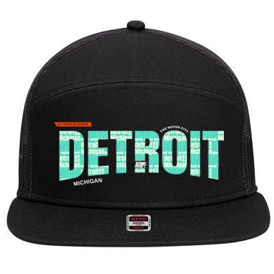 Detroit Latitude Longitude 7 Panel Mesh Trucker Snapback Hat