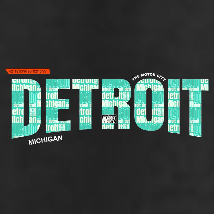 Detroit Latitude Longitude 7 Panel Mesh Trucker Snapback Hat
