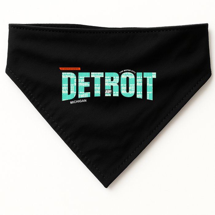 Detroit Latitude Longitude USA-Made Doggie Bandana
