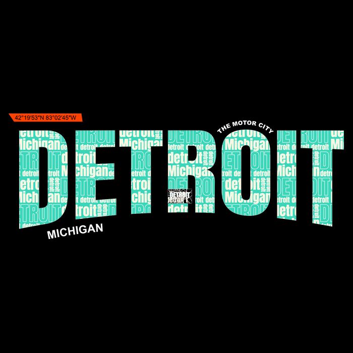 Detroit Latitude Longitude USA-Made Doggie Bandana