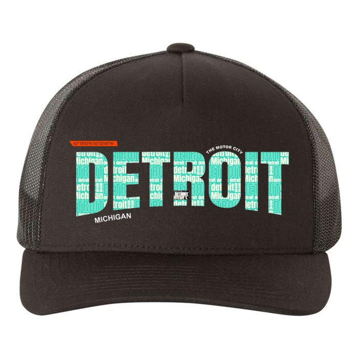 Detroit Latitude Longitude Yupoong Adult 5-Panel Trucker Hat