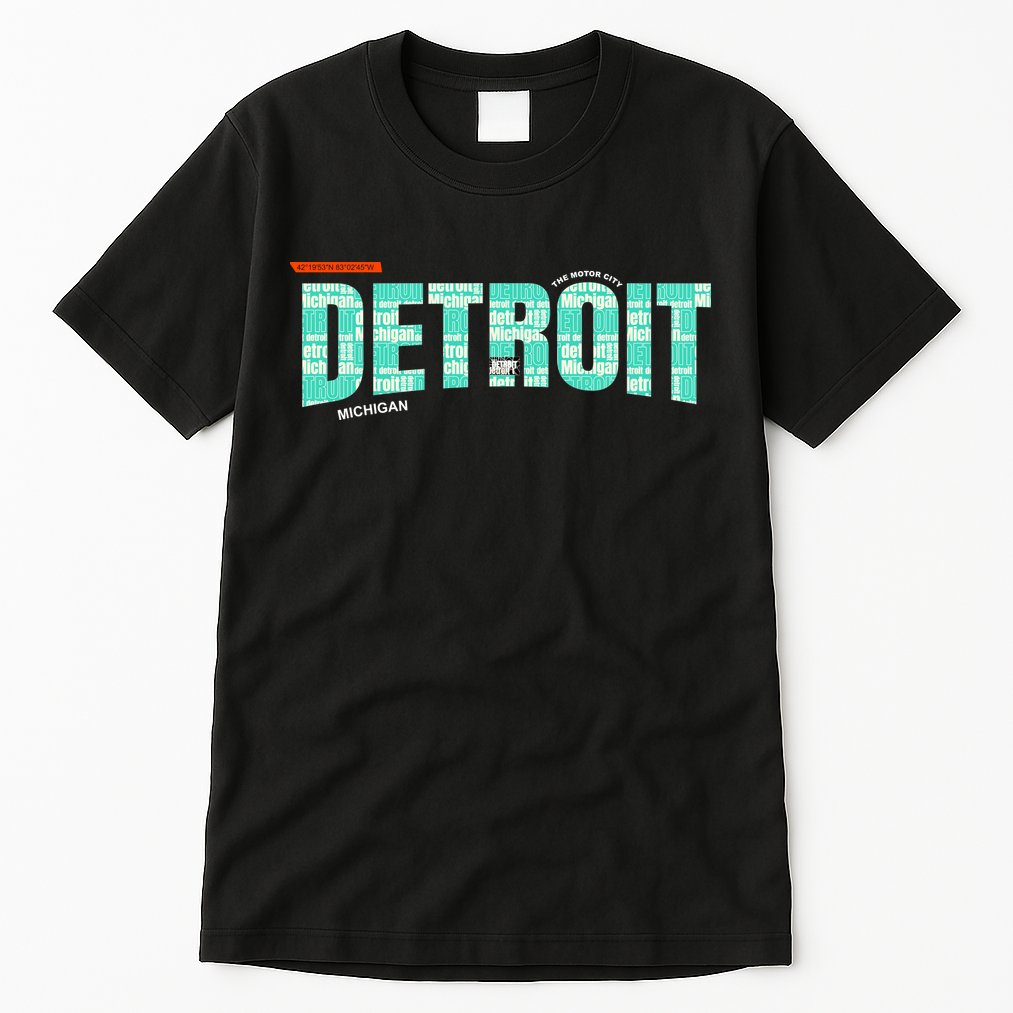 Detroit Latitude Longitude Tall T-Shirt