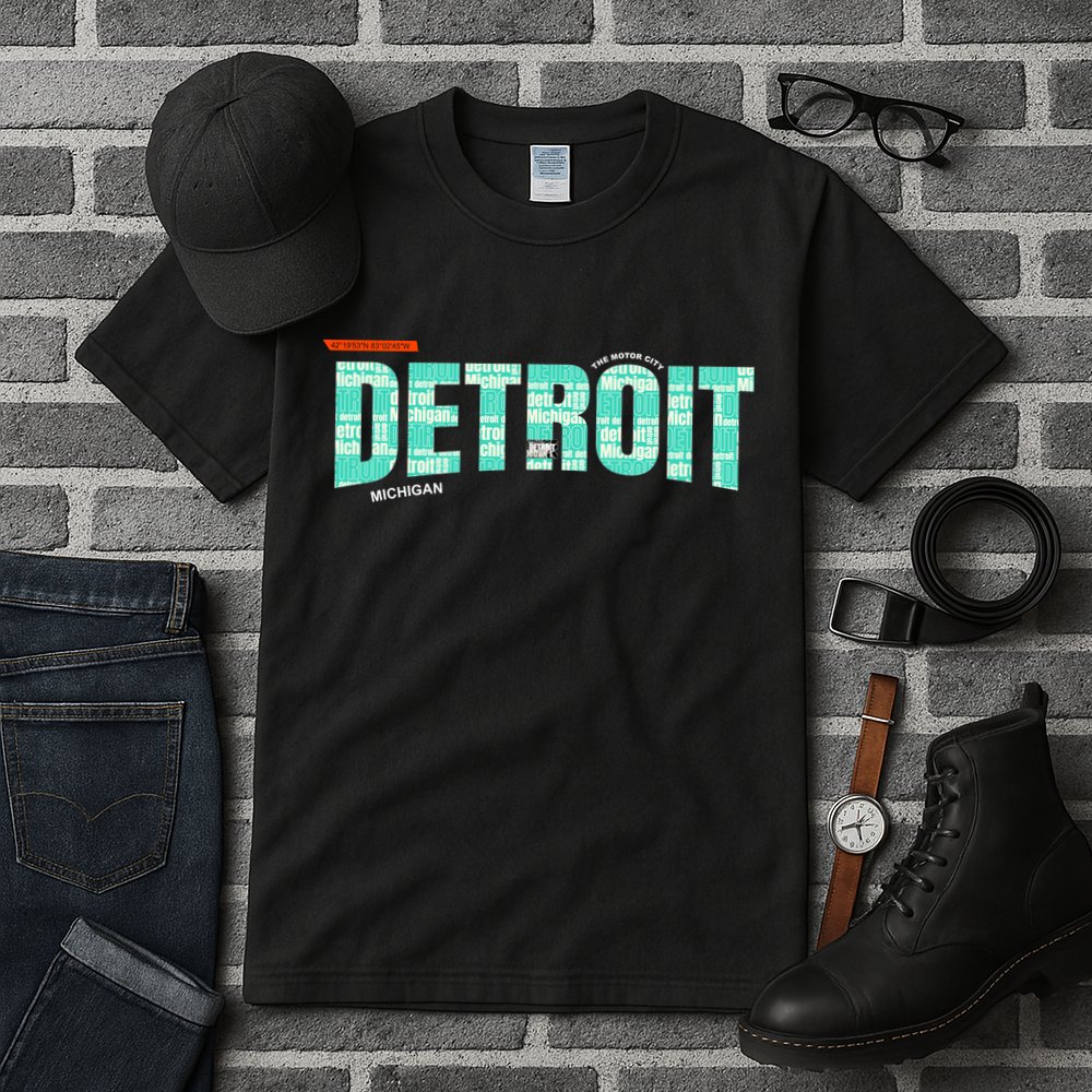 Detroit Latitude Longitude Tall T-Shirt