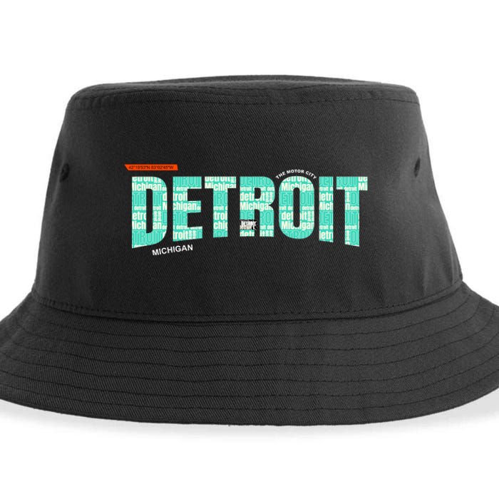 Detroit Latitude Longitude Sustainable Bucket Hat