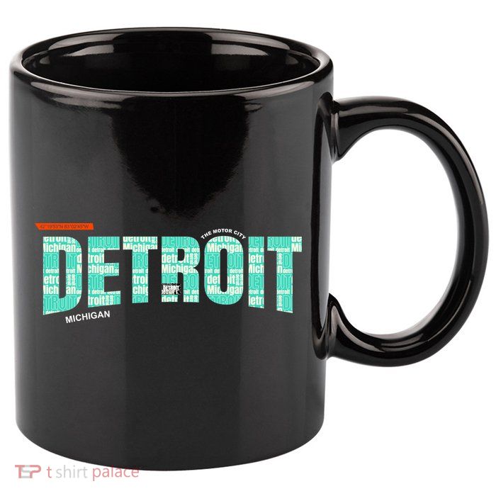 Detroit Latitude Longitude 11oz C Handle Ceramic Mug