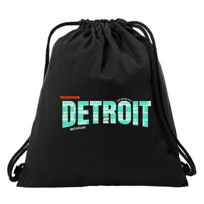 Detroit Latitude Longitude Drawstring Bag