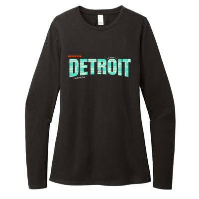 Detroit Latitude Longitude Womens CVC Long Sleeve Shirt