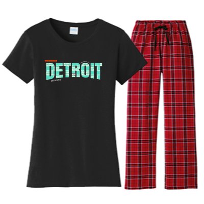 Detroit Latitude Longitude Women's Flannel Pajama Set