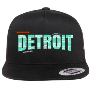 Detroit Latitude Longitude Flat Bill Trucker Hat