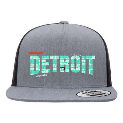 Detroit Latitude Longitude Flat Bill Trucker Hat