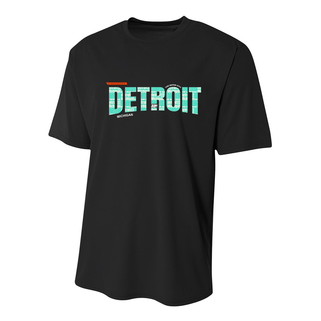 Detroit Latitude Longitude Youth Performance Sprint T-Shirt