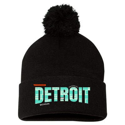 Detroit Latitude Longitude Pom Pom 12in Knit Beanie