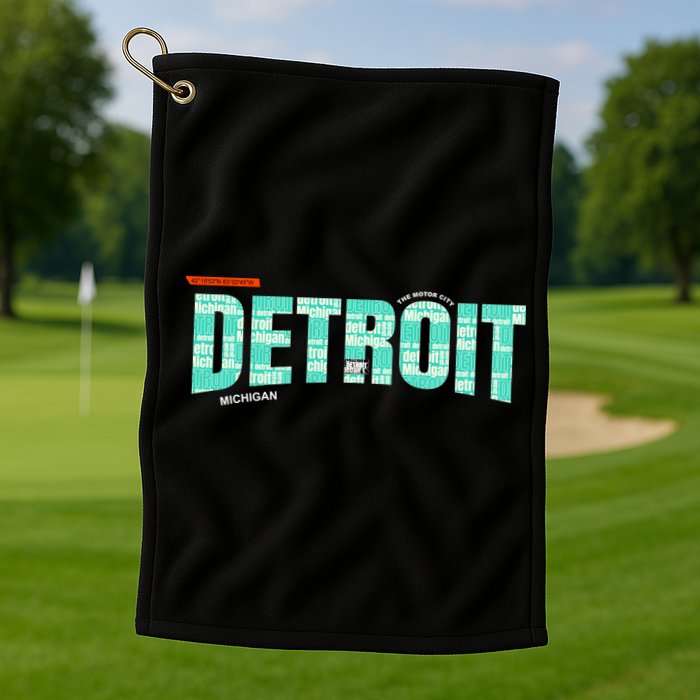 Detroit Latitude Longitude Golf Towel