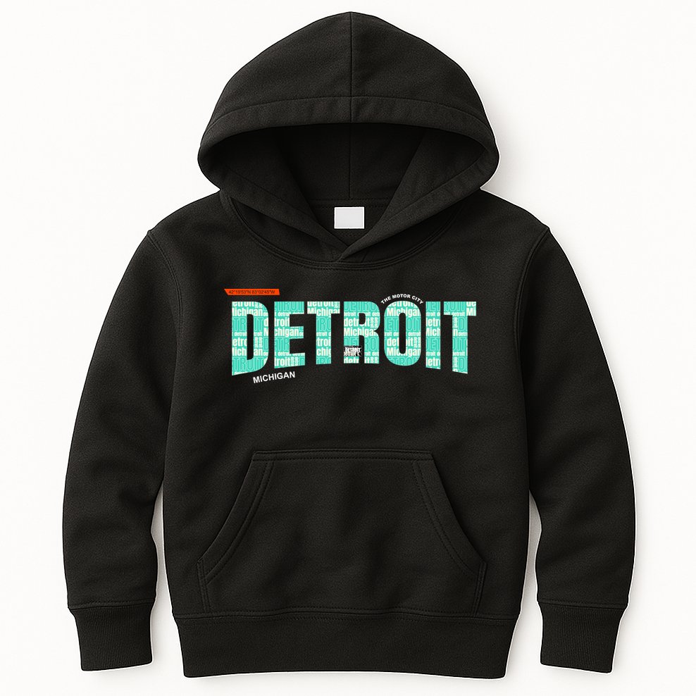 Detroit Latitude Longitude Kids Hoodie