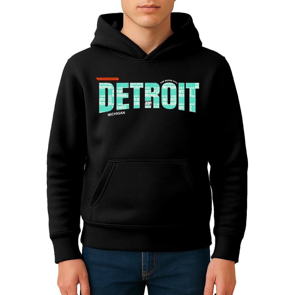 Detroit Latitude Longitude Kids Hoodie