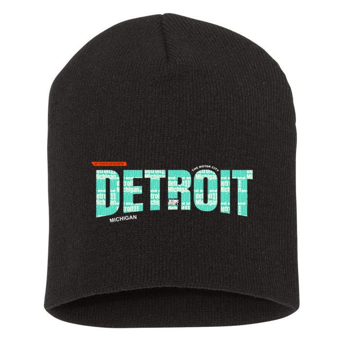 Detroit Latitude Longitude Short Acrylic Beanie