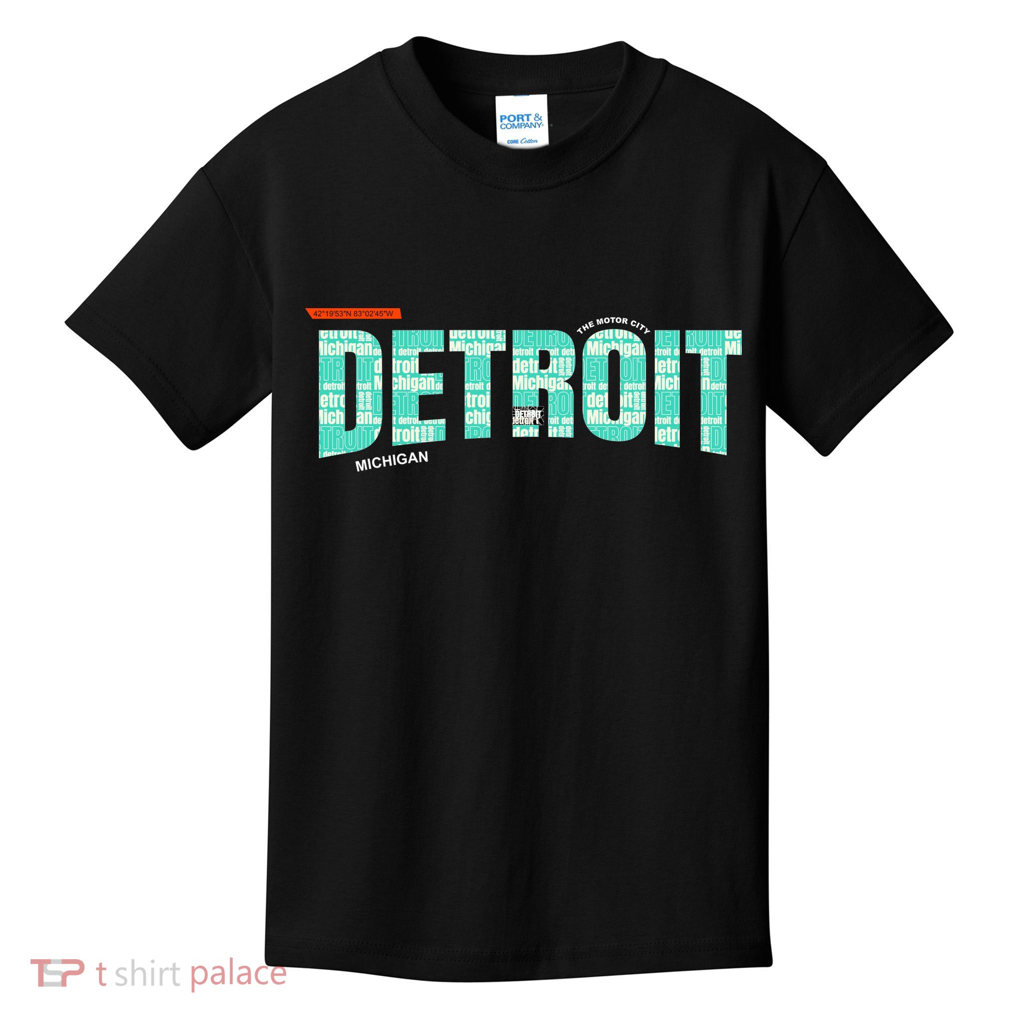 Detroit Latitude Longitude Kids T-Shirt