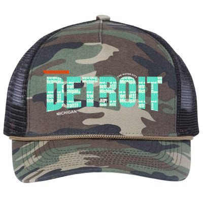 Detroit Latitude Longitude Retro Rope Trucker Hat Cap