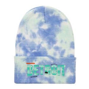 Detroit Latitude Longitude Tie Dye 12in Knit Beanie