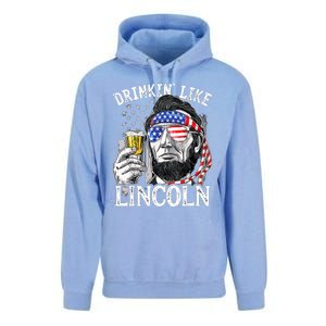 Drinking Like Lincoln 4th Of July Men Abraham Merica Flag Unisex Surf Hoodie