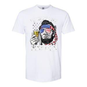 Drinking Like Lincoln 4th Of July Men Abraham Merica Flag Softstyle CVC T-Shirt