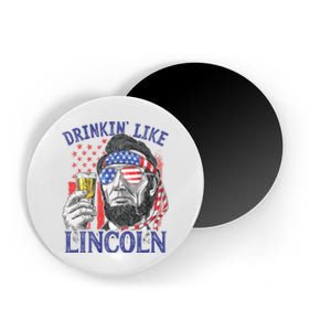 Drinking Like Lincoln 4th Of July Abraham Abe American Flag Magnet