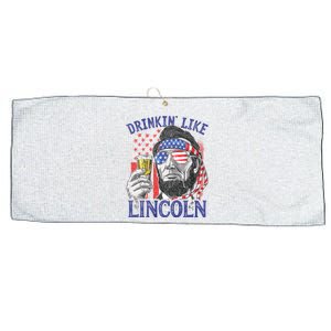 Drinking Like Lincoln 4th Of July Abraham Abe American Flag Large Microfiber Waffle Golf Towel