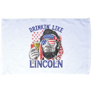 Drinking Like Lincoln 4th Of July Abraham Abe American Flag Microfiber Hand Towel