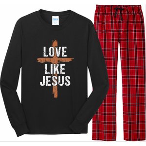 Dad Love Like Jesusshirt Christian Religious Cross Jesus Long Sleeve Pajama Set