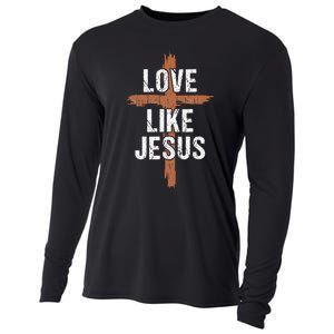 Dad Love Like Jesusshirt Christian Religious Cross Jesus Cooling Performance Long Sleeve Crew