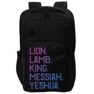 Distressed Lion Lamb King Messiah Yeshua Christian Bible Gift Impact Tech Backpack