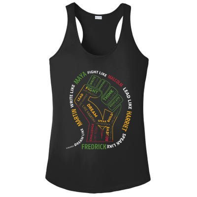 Dream Like Martin Lead Like Harriet Black History Month Ladies PosiCharge Competitor Racerback Tank