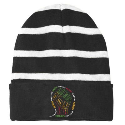 Dream Like Martin Lead Like Harriet Black History Month Striped Beanie with Solid Band