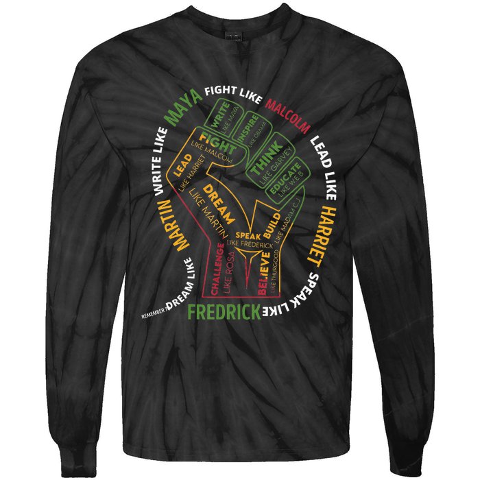 Dream Like Martin Lead Like Harriet Black History Month Tie-Dye Long Sleeve Shirt